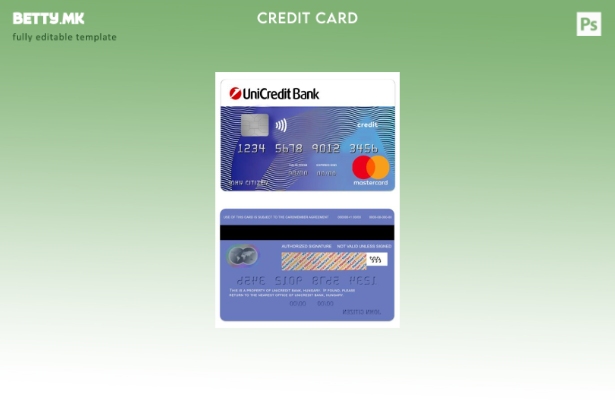 Модерен стил Унгарија UniCredit Bank шаблон сина кредитна мастер карта